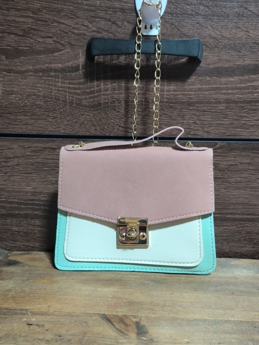 Tricolor Mini Crossbody Bag - Pink, White & Mint